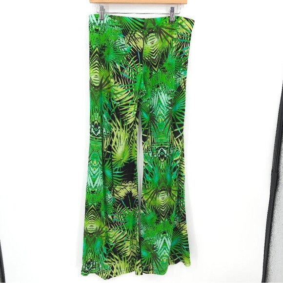 Michael Lauren Derby Wide-Leg Pants Jungle Green Modal Pull-One Tropical Large - Picture 3 of 13